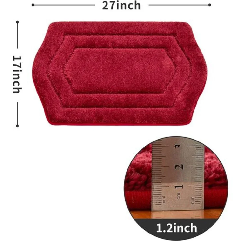 Extra Thick Bath Rug Anti Slip Plush Bathroom Mat Soft Absorbent Red 17x27